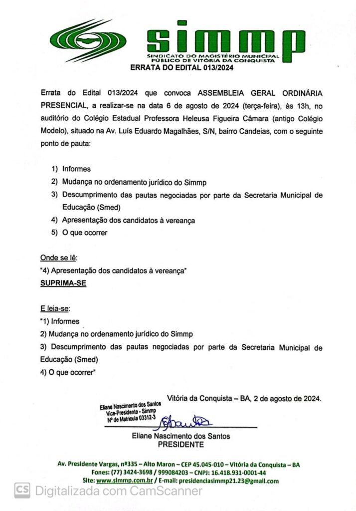 ERRATA DO EDITAL 013/2024